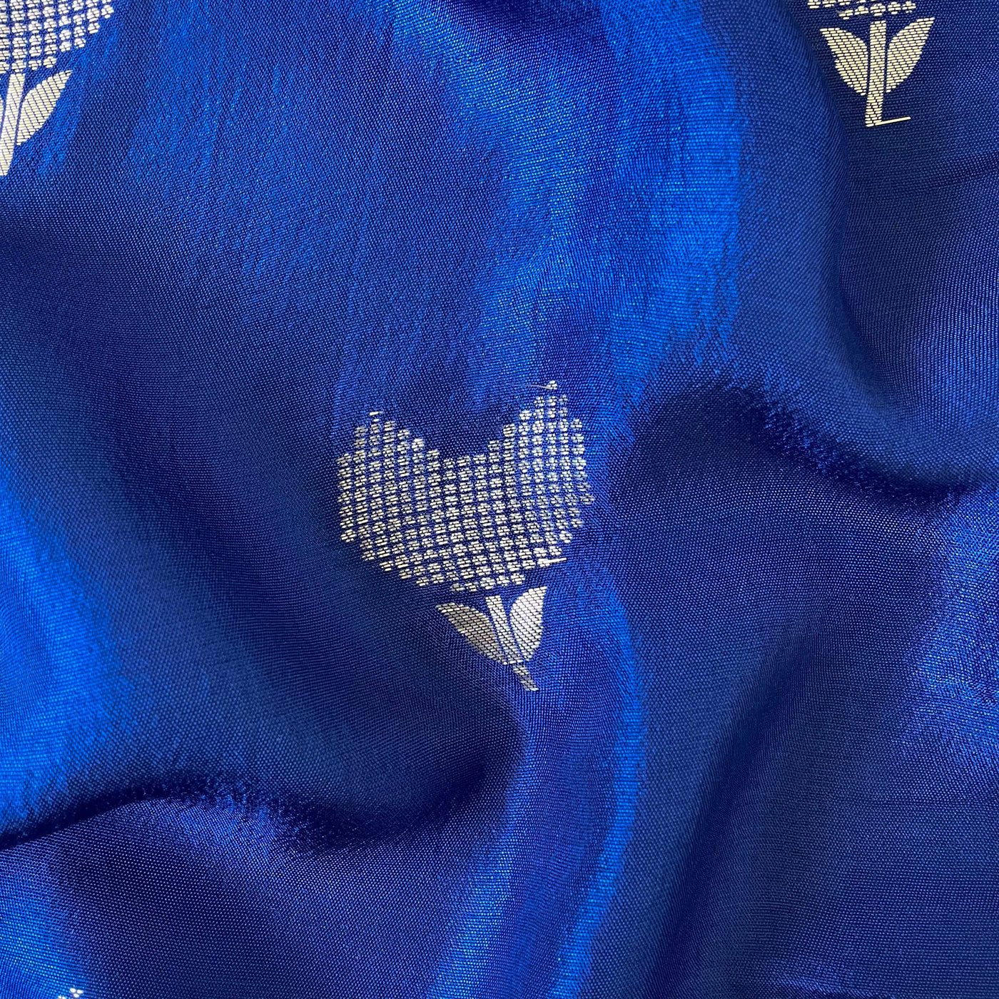 Cloth of Gold Kurta Set Kurta Set Unisex Persian Blue Jamdani Tulip Cloth of Gold | Woven Pure Russian Silk Kurta Fabric (3.2 Meters) | and Cotton Pyjama (2.5 Meters) | Unstitched Combo Set