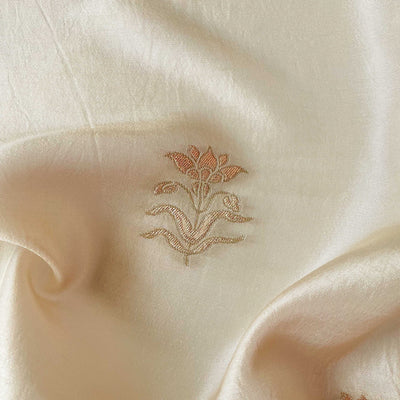 Cloth of Gold Kurta Set Kurta Set Unisex Pure Silver Flower of Taj | Woven Pure Russian Silk Kurta Fabric (3.2 Meters) | and Cotton Pyjama (2.5 Meters) | Unstitched Combo Set
