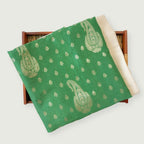 Cloth of Gold Kurta Set Kurta Set Unisex Regal Green Royal Paisley Cloth of Gold | Woven Pure Russian Silk Kurta Fabric (3.2 Meters) | and Cotton Pyjama (2.5 Meters) | Unstitched Combo Set