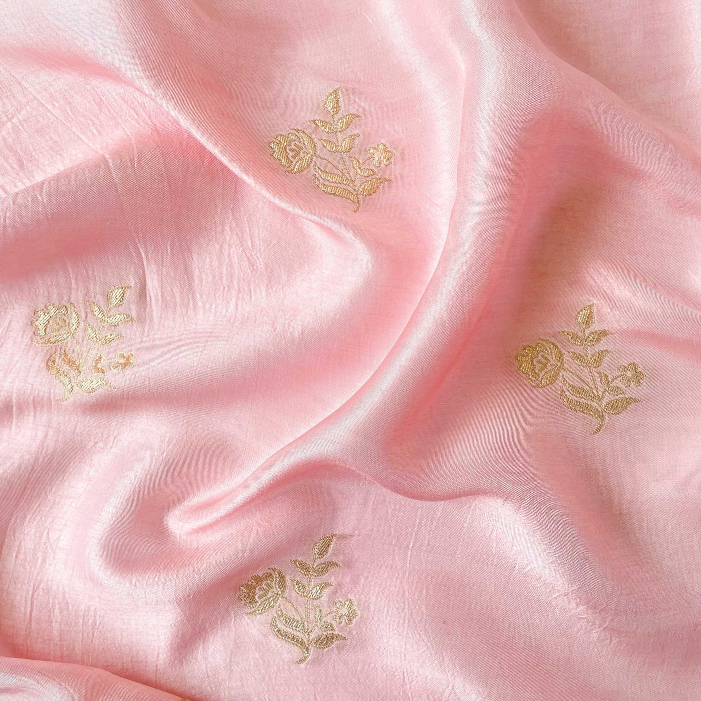 Cloth of Gold Kurta Set Kurta Set Unisex Rose Pink Flower of Taj | Woven Pure Russian Silk Kurta Fabric (3.2 Meters) | and Cotton Pyjama (2.5 Meters) | Unstitched Combo Set