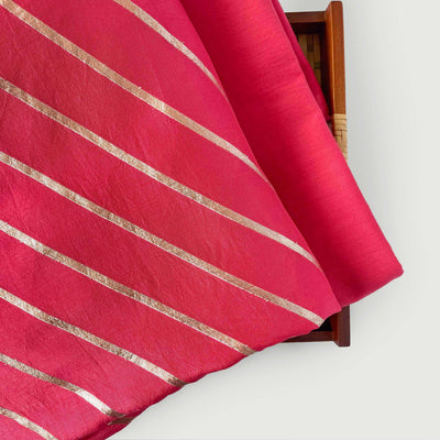 Cloth of Gold Kurta Set Kurta Set Women's Peach Pink Leheriya Cloth of Gold | Woven Pure Russian Silk Kurta Fabric (3 Meters) | and Cotton Pyjama (2.5 Meters) | Unstitched Combo Set