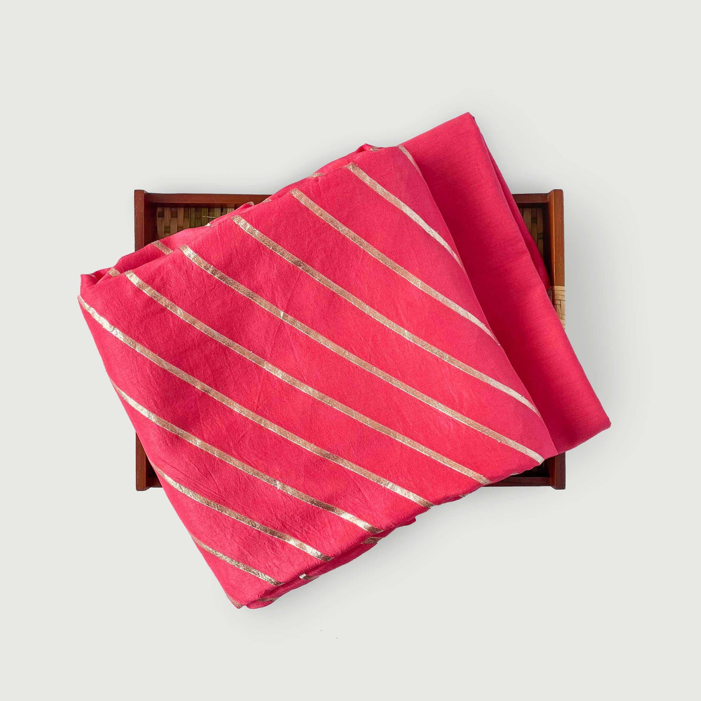 Cloth of Gold Kurta Set Kurta Set Women's Peach Pink Leheriya Cloth of Gold | Woven Pure Russian Silk Kurta Fabric (3 Meters) | and Cotton Pyjama (2.5 Meters) | Unstitched Combo Set