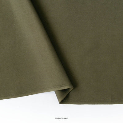Cotton Linen Fabric Cut Piece (CUT PIECE) Military Green Color Pure Cotton Linen Fabric (Width 42 Inches)