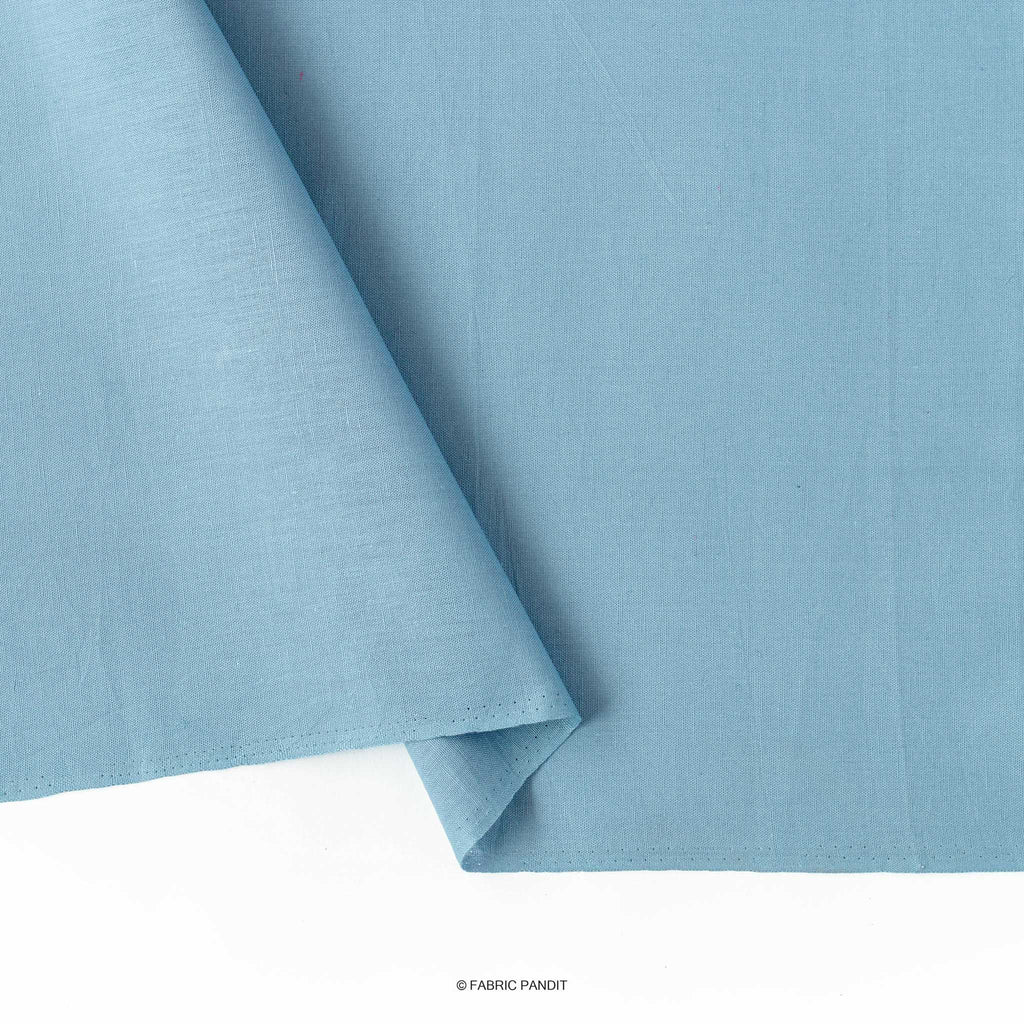 Cotton Linen Fabric Cut Piece (CUT PIECE) Steel Blue Color Pure Cotton Linen Fabric (Width 42 Inches)