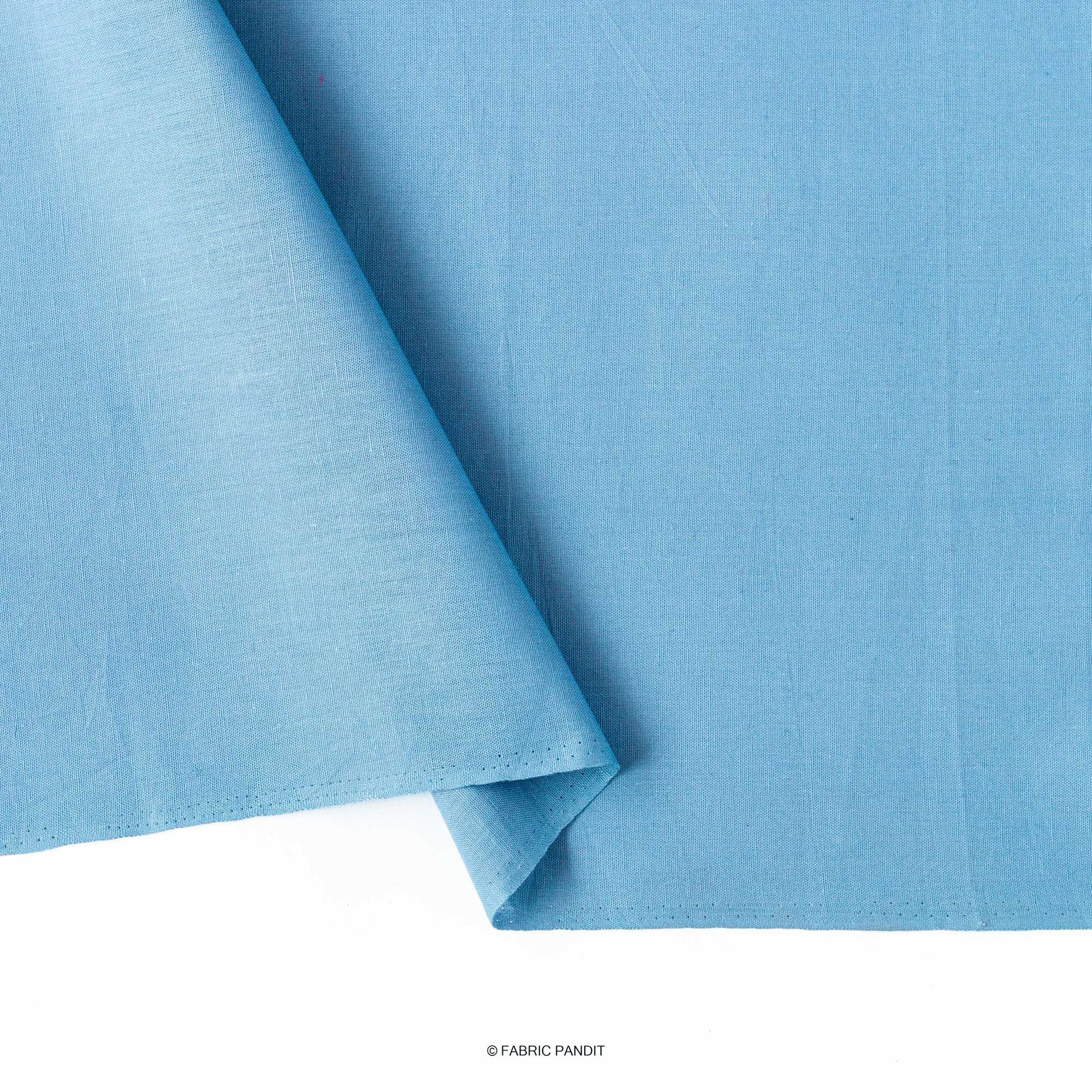 Cotton Linen Fabric Cut Piece (CUT PIECE) Steel Blue Color Pure Cotton Linen Fabric (Width 52 Inches)