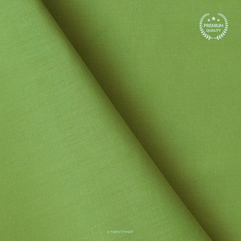 Cotton Linen Fabric Fabric Apple Green Color Pure Cotton Linen Fabric (Width 42 Inches)