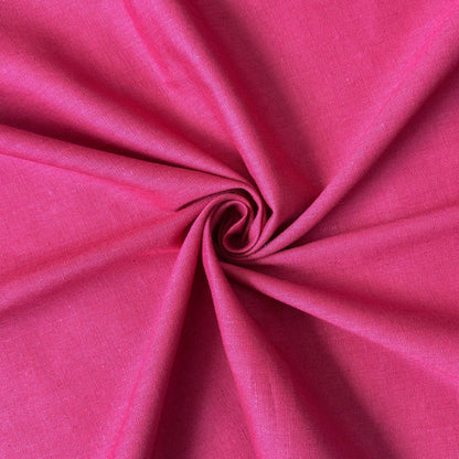 Cotton Linen Fabric Fabric Bright Pink Color Pure Cotton Linen Fabric (Width 42 Inches)