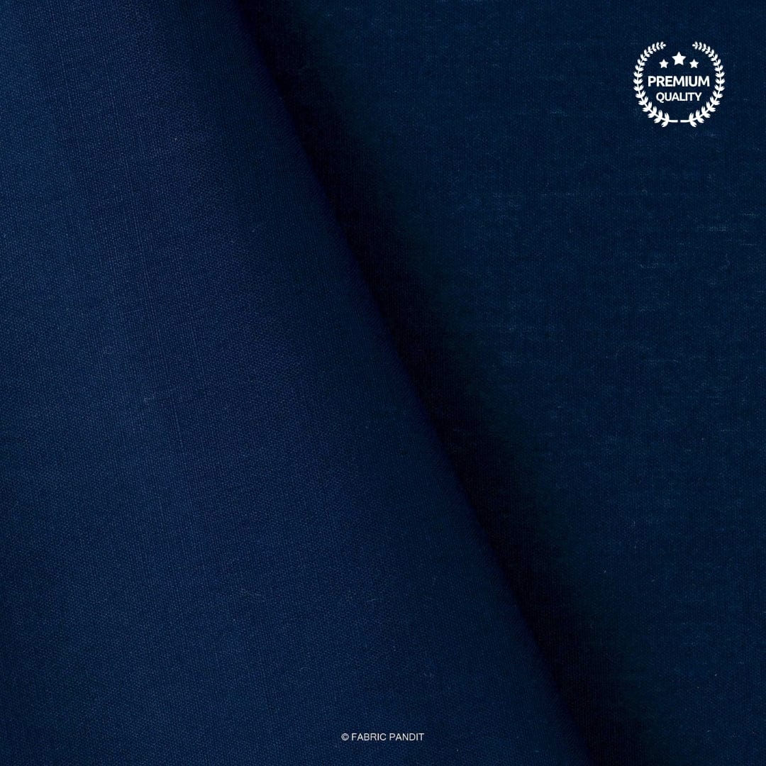 Cotton Linen Fabric Fabric Dark Blue Color Pure Cotton Linen Fabric (Width 42 Inches)