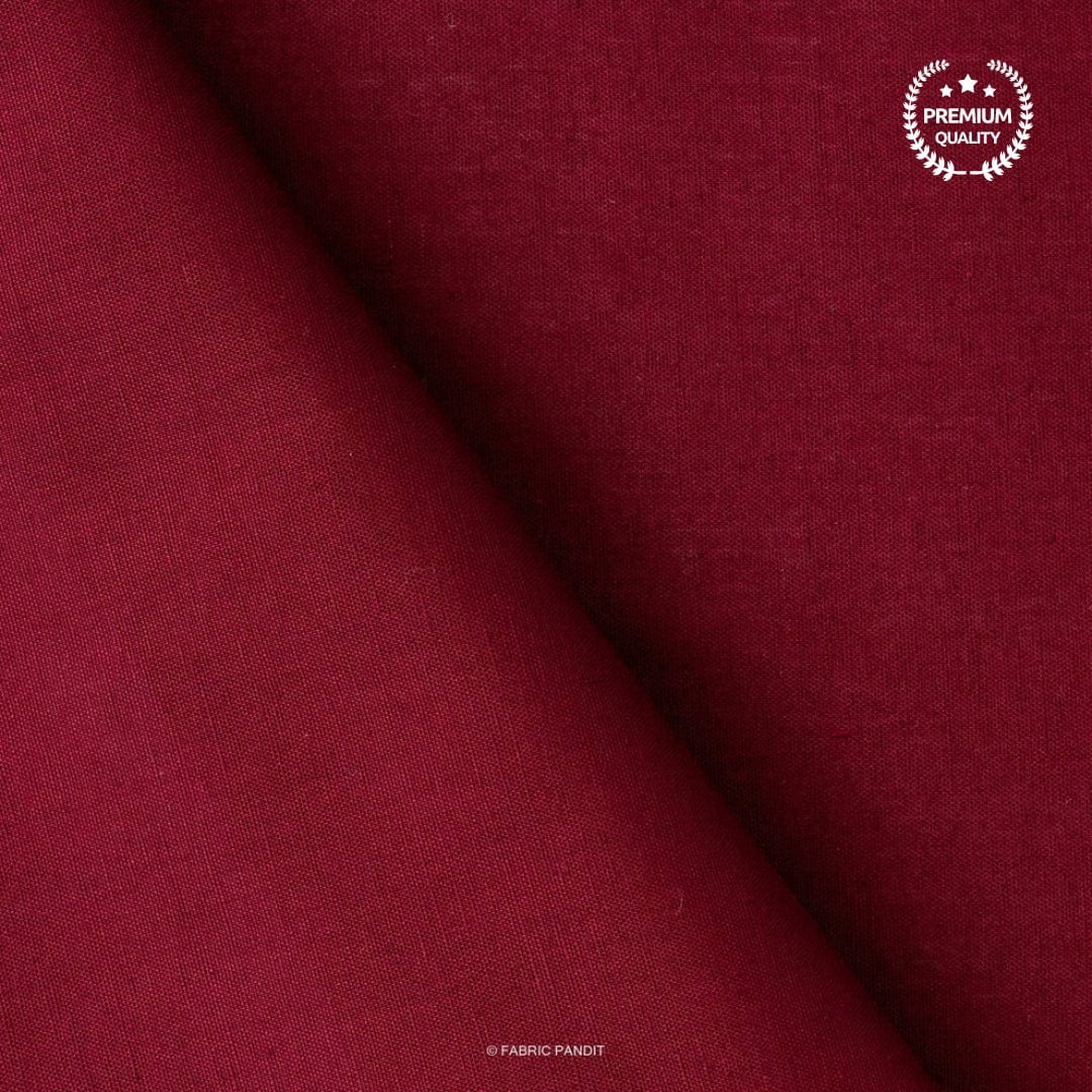 Cotton Linen Fabric Fabric Merlot Red Color Pure Cotton Linen Fabric (Width 42 Inches)