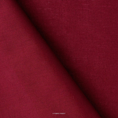 Cotton Linen Fabric Fabric Merlot Red Color Pure Cotton Linen Fabric (Width 42 Inches)