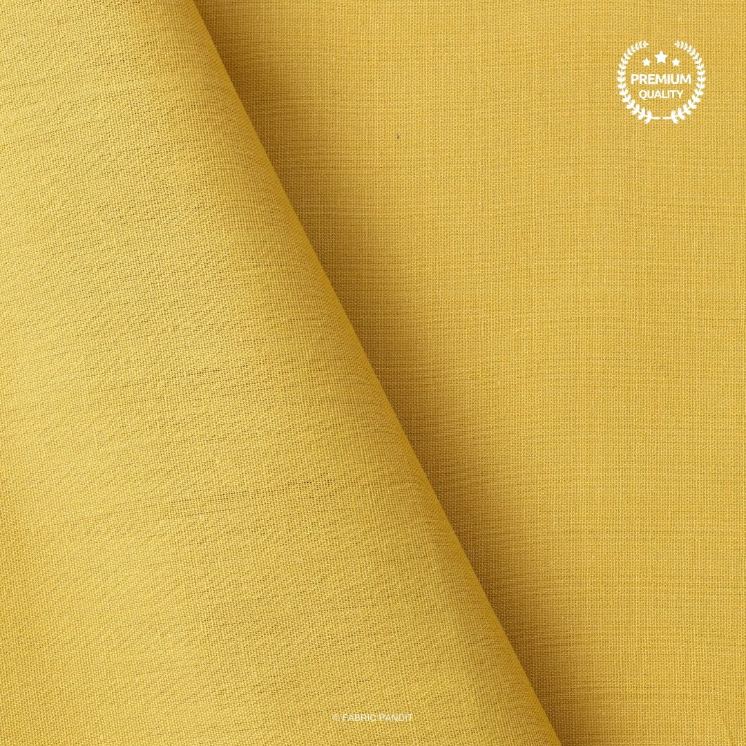 Cotton Linen Fabric Fabric Mustard Yellow Color Pure Cotton Linen Fabric (Width 42 Inches)