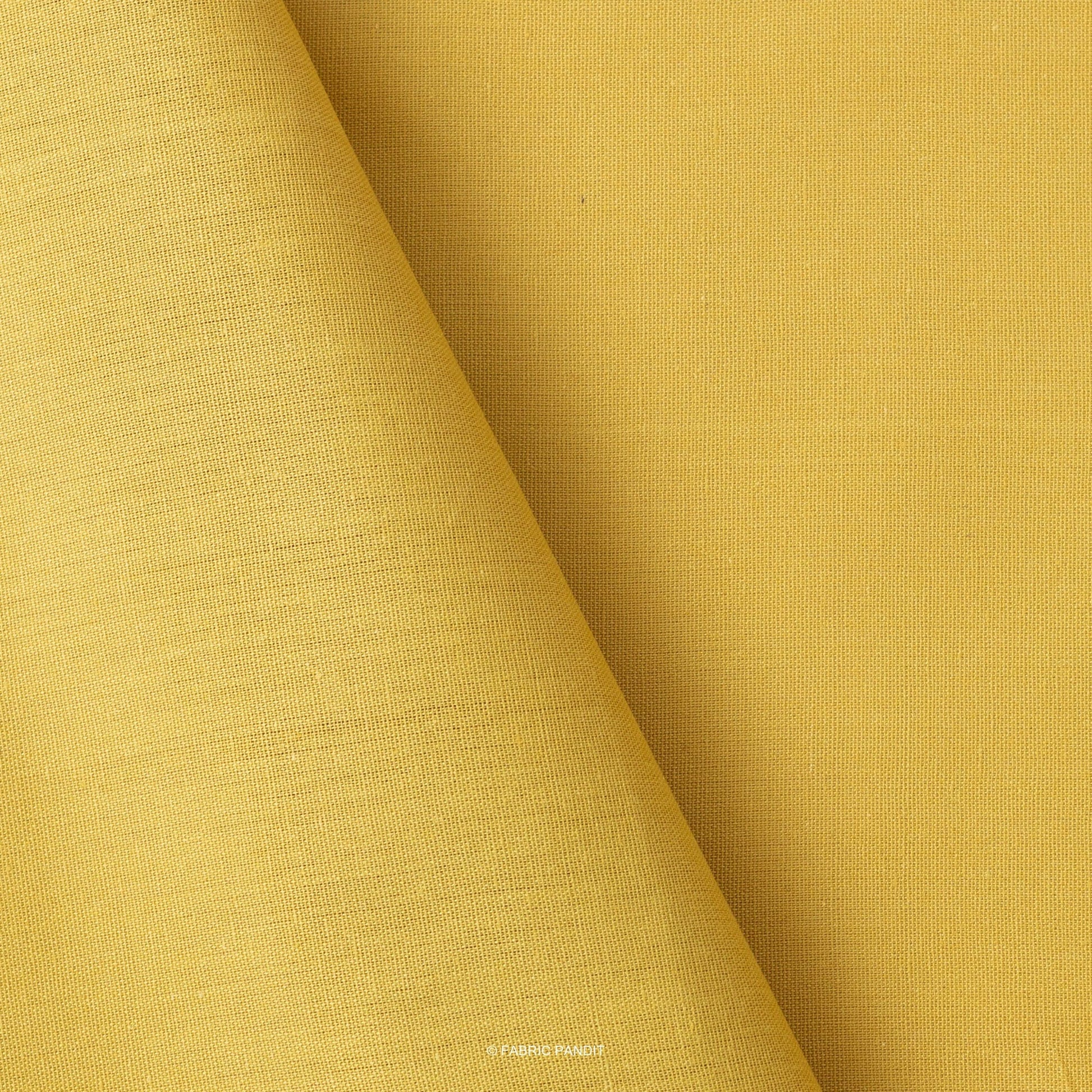 Cotton Linen Fabric Fabric Mustard Yellow Color Pure Cotton Linen Fabric (Width 42 Inches)