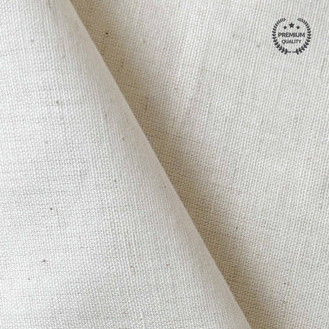Cotton Linen Fabric Fabric Natural White Color Pure Cotton Linen Fabric (Width 42 Inches)