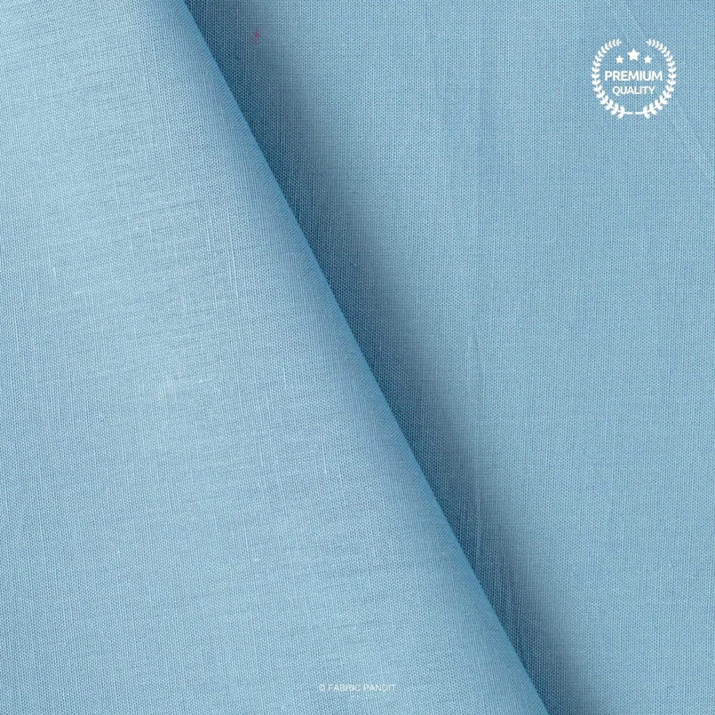 Cotton Linen Fabric Fabric Steel Blue Color Pure Cotton Linen Fabric (Width 42 Inches)