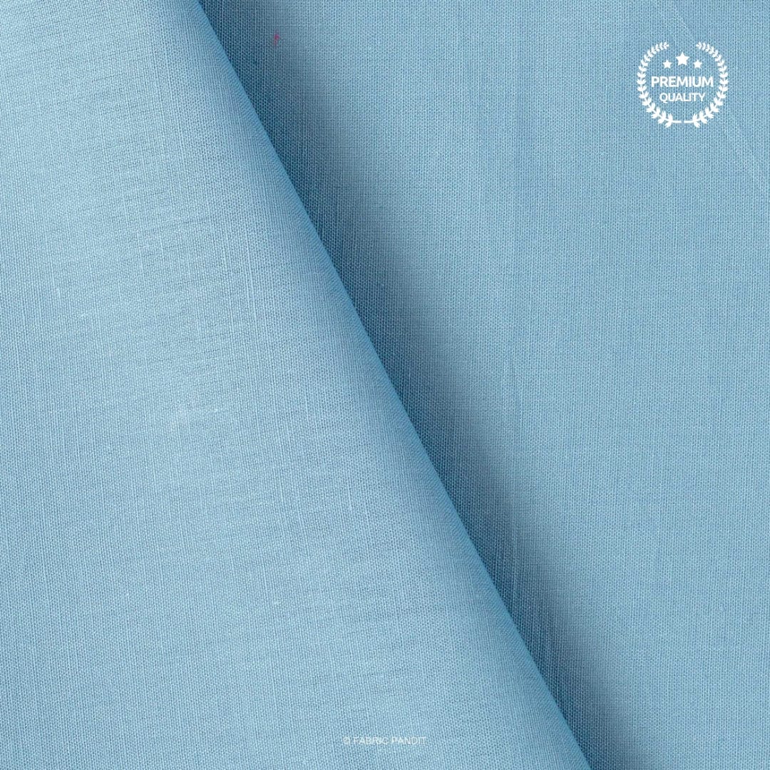 Cotton Linen Fabric Fabric Steel Blue Color Pure Cotton Linen Fabric (Width 42 Inches)