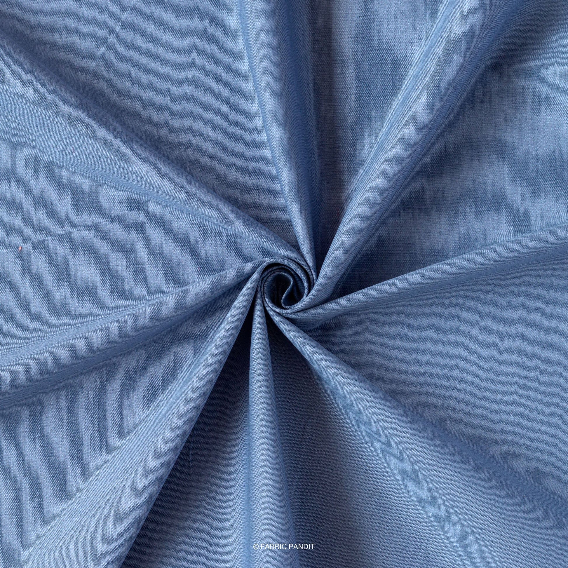 Cotton Linen Fabric Fabric Steel Blue Color Pure Cotton Linen Fabric (Width 52 Inches)