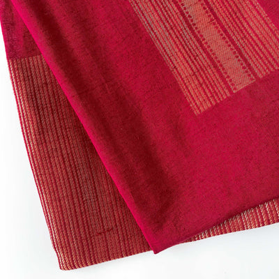 Cotton Linen Kurta Set Kurta Set Cherry Red Pure Handloom Cotton Linen Woven Kurta Fabric (3 Meters) | and Cotton Pyjama (2.5 Meters) | Unstitched Combo Set