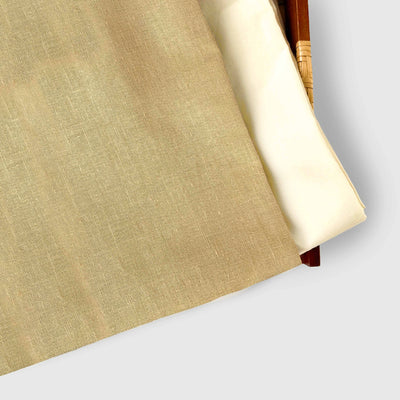 Cotton Linen Kurta Set Kurta Set Khaki Colour | Pure Cotton Linen Fabric (3 Meters) | and Cotton Pyjama (2.5 Meters) | Unstitched Combo Set
