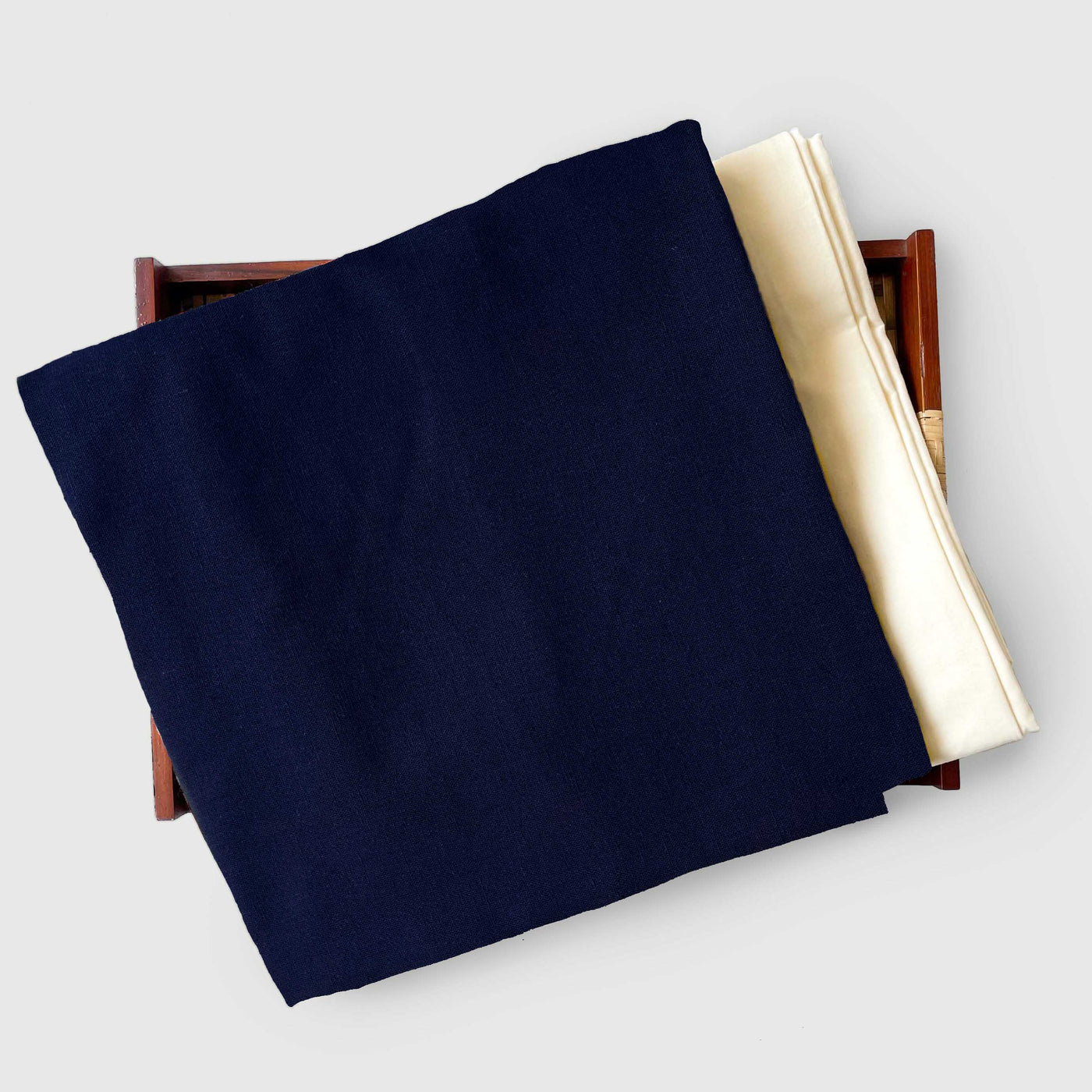 Cotton Linen Kurta Set Kurta Set Royal Blue Colour | Pure Cotton Linen Fabric (3 Meters) | and Cotton Pyjama (2.5 Meters) | Unstitched Combo Set