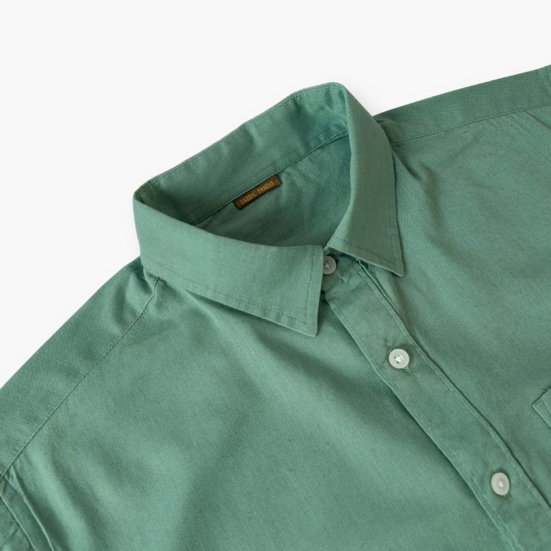 Aquamarine Pure Cotton Linen Regular Fit Men's Shirt – Fabric Pandit