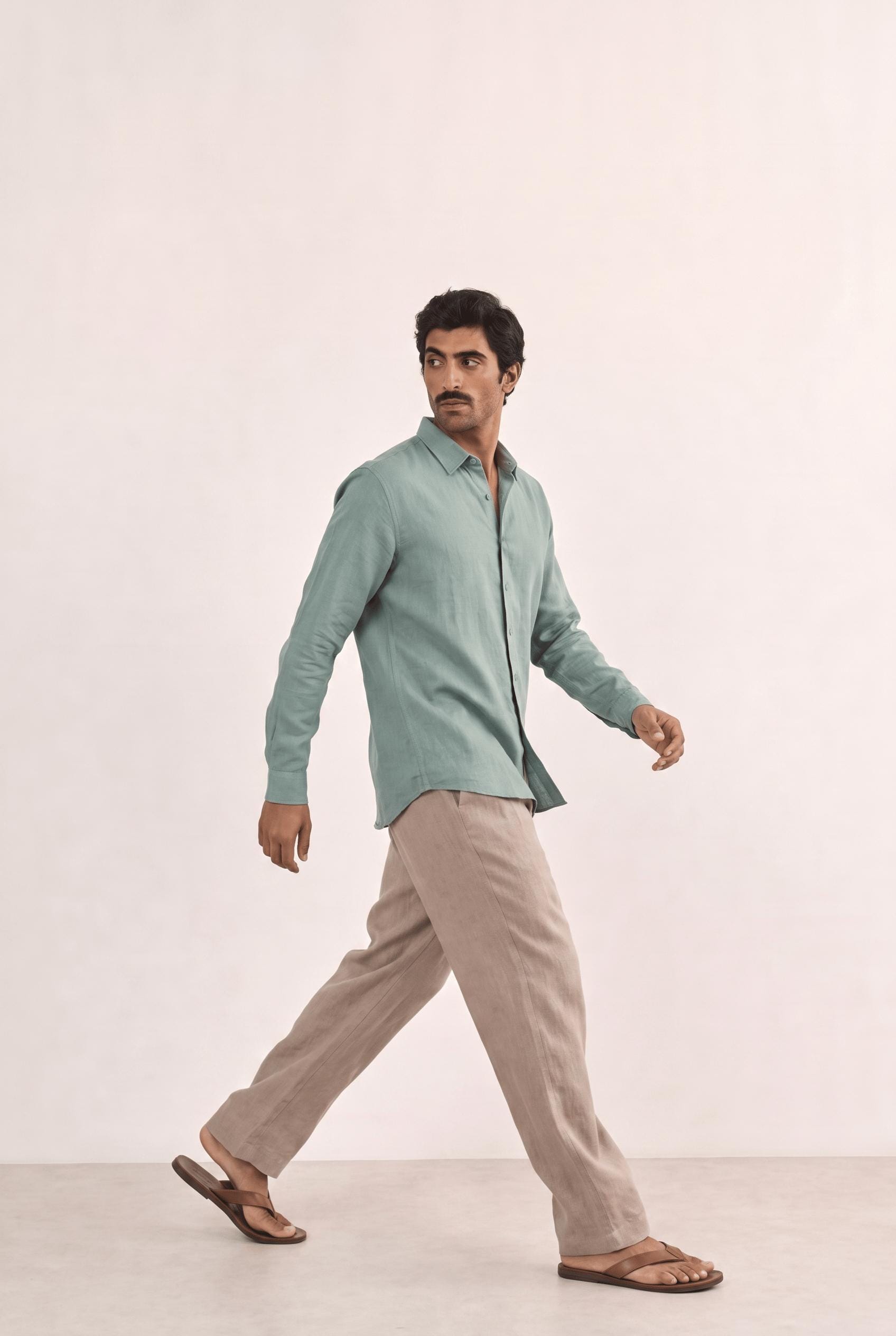Cotton Linen Shirts Men's Shirt Aquamarine Pure Cotton Linen Shirt Piece