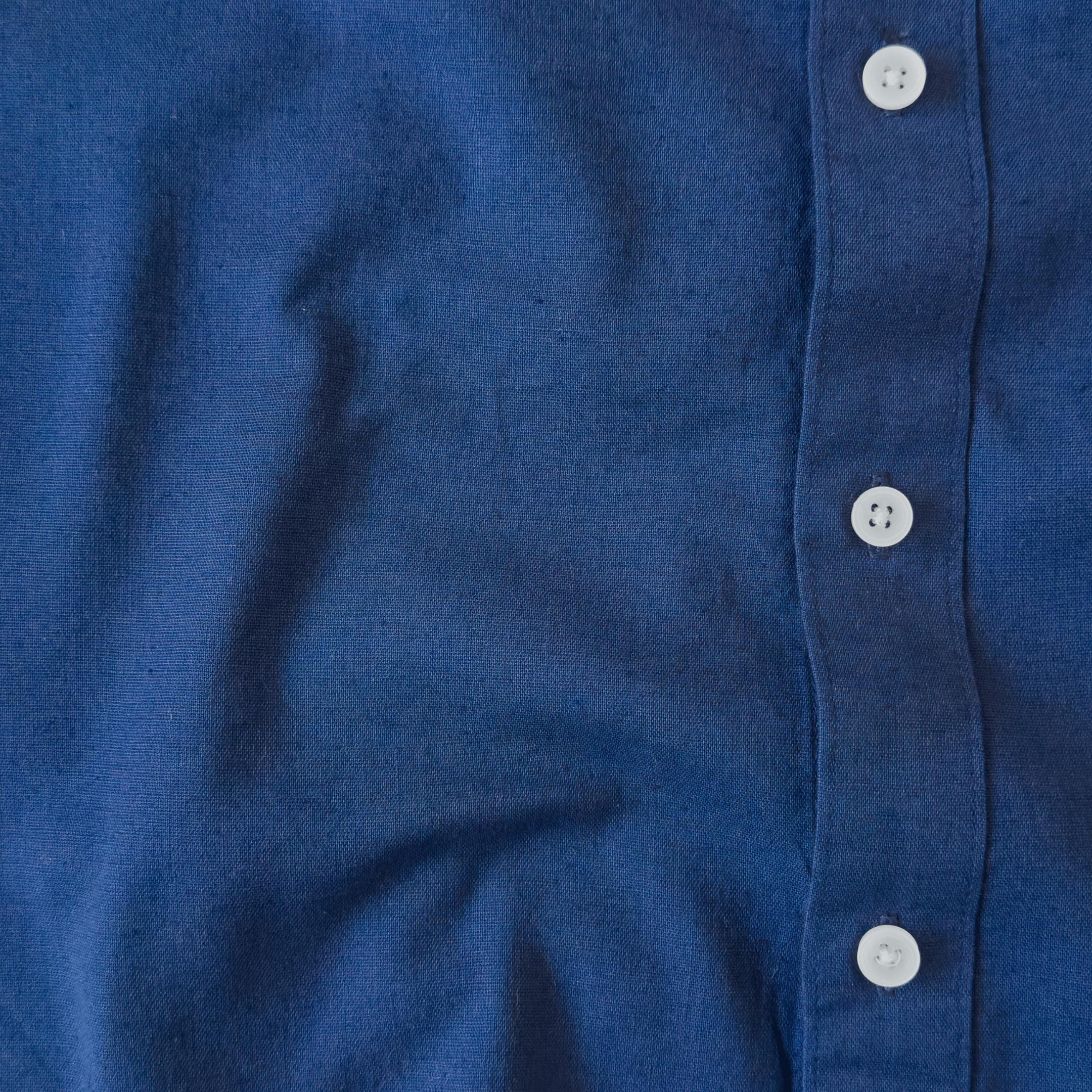 Cotton Linen Shirts Men's Shirt Dark Blue Cotton Linen Shirt Piece
