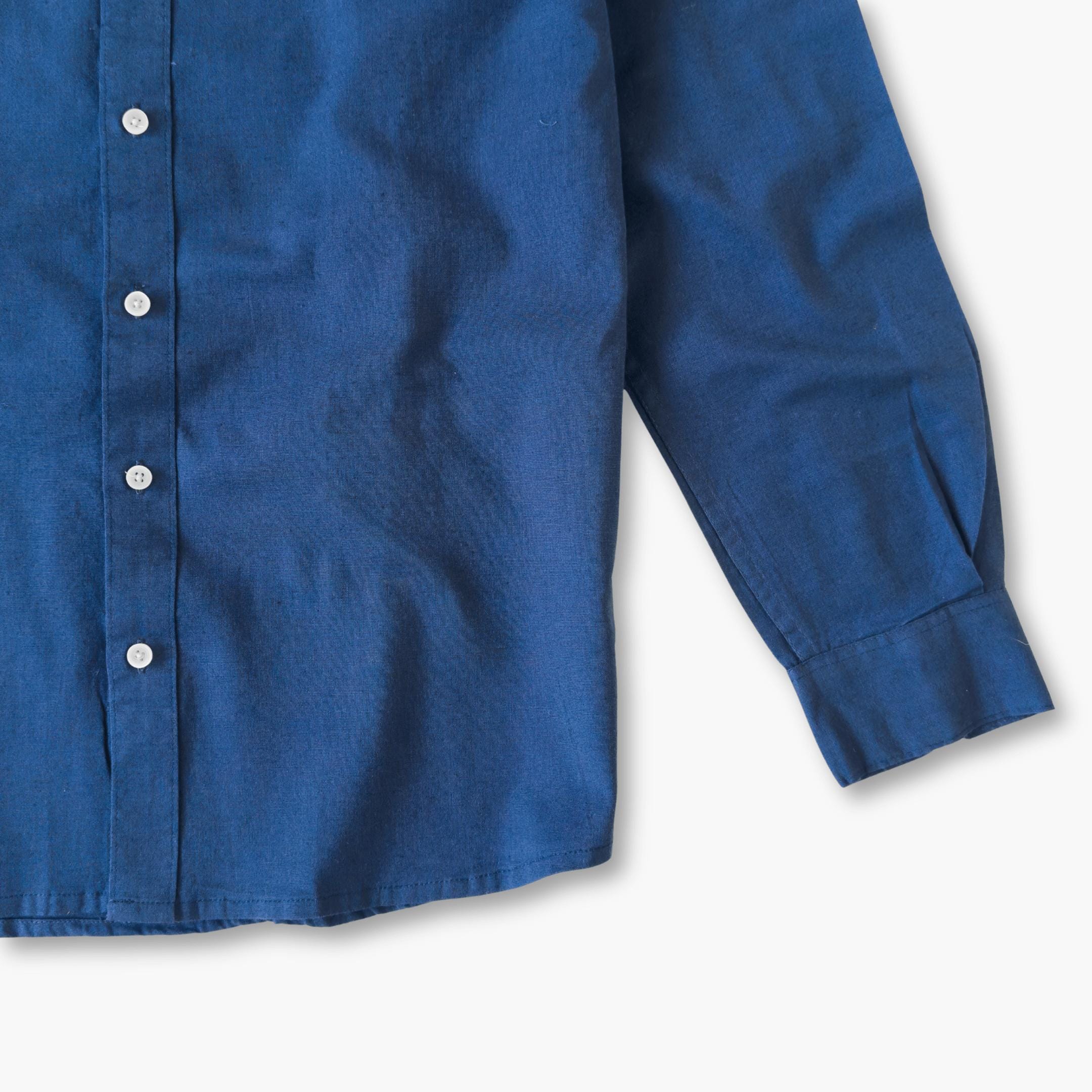 Cotton Linen Shirts Men's Shirt Dark Blue Cotton Linen Shirt Piece