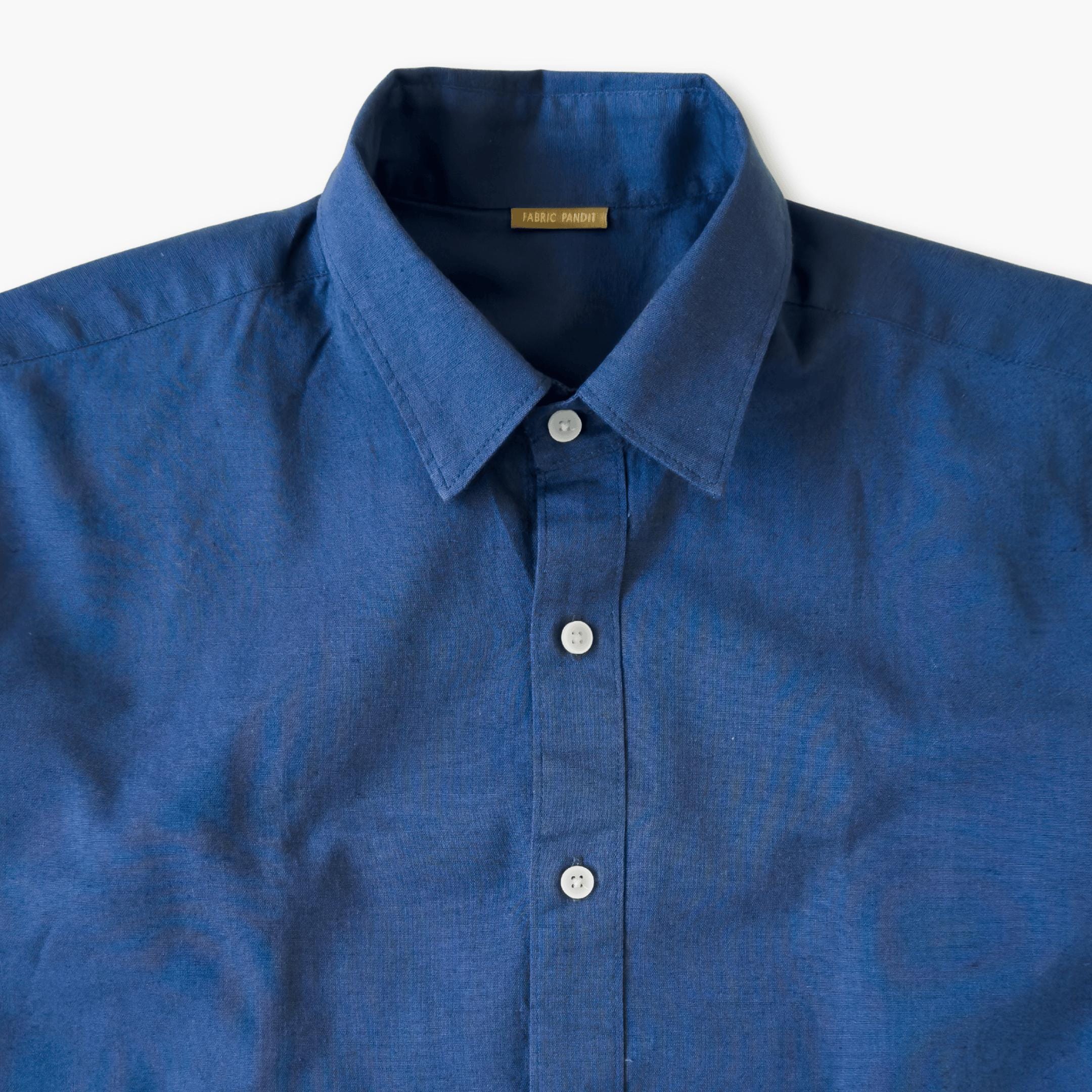 Cotton Linen Shirts Men's Shirt Dark Blue Cotton Linen Shirt Piece