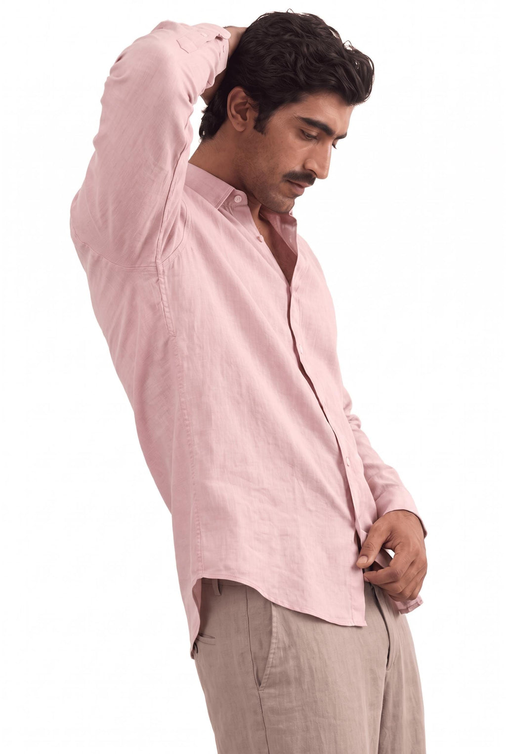 Cotton Linen Shirts Men's Shirt Dusty Pink Cotton Linen Shirt Piece