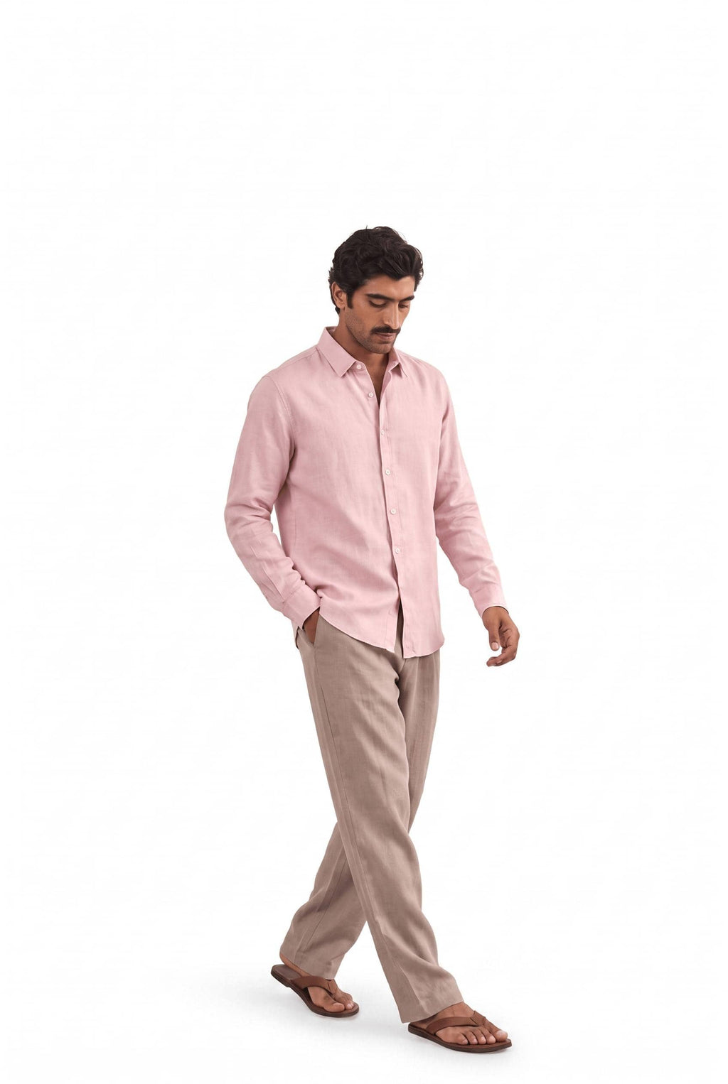 Cotton Linen Shirts Men's Shirt Dusty Pink Cotton Linen Shirt Piece