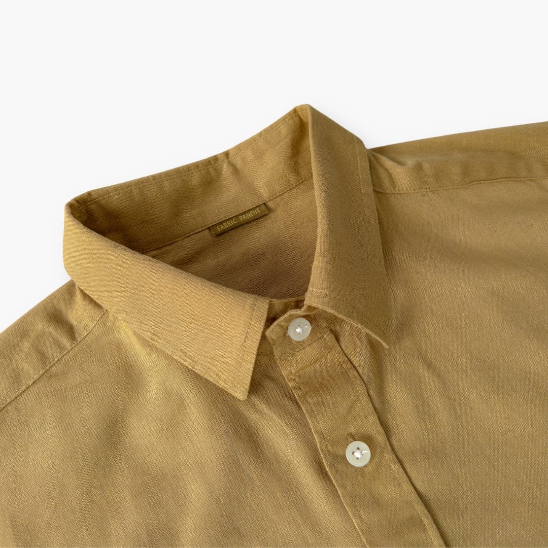 Khaki Pure Cotton Linen Regular Fit Men's Shirt – Fabric Pandit