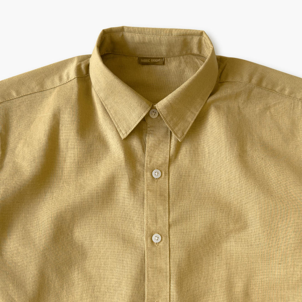 Cotton Linen Shirts Men's Shirt Khaki Pure Cotton Linen Shirt Piece