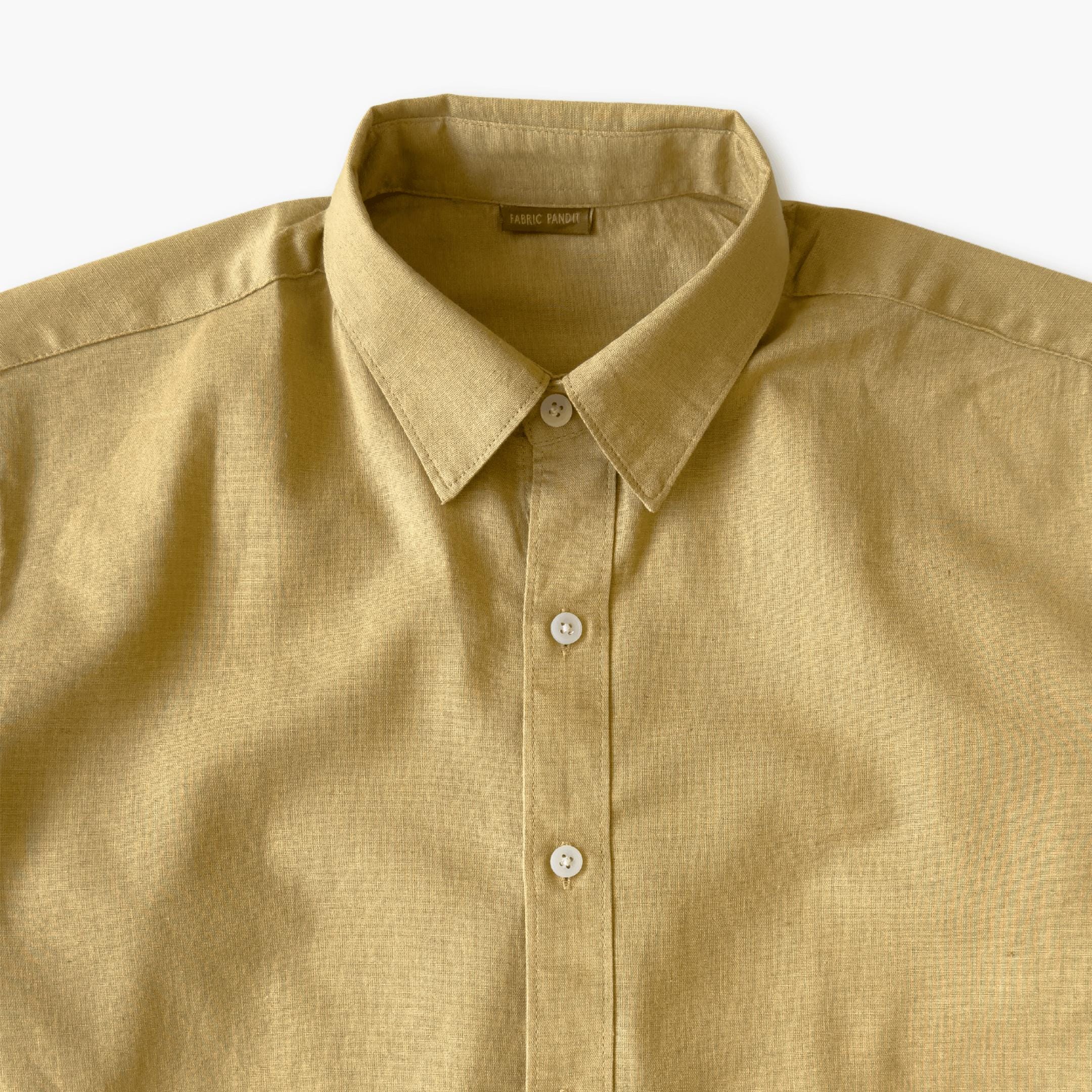 Cotton Linen Shirts Men's Shirt Khaki Pure Cotton Linen Shirt Piece