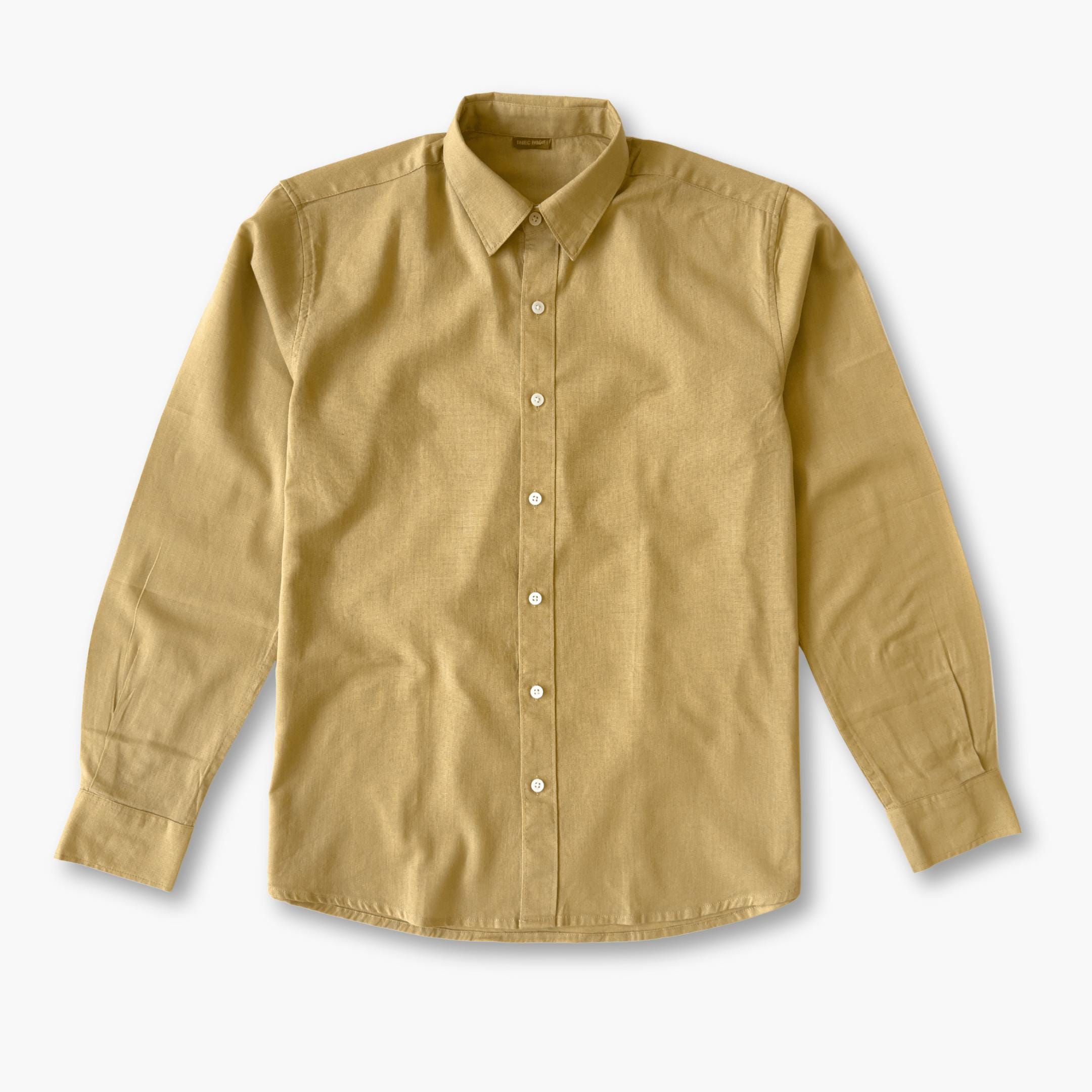 Cotton Linen Shirts Men's Shirt Khaki Pure Cotton Linen Shirt Piece