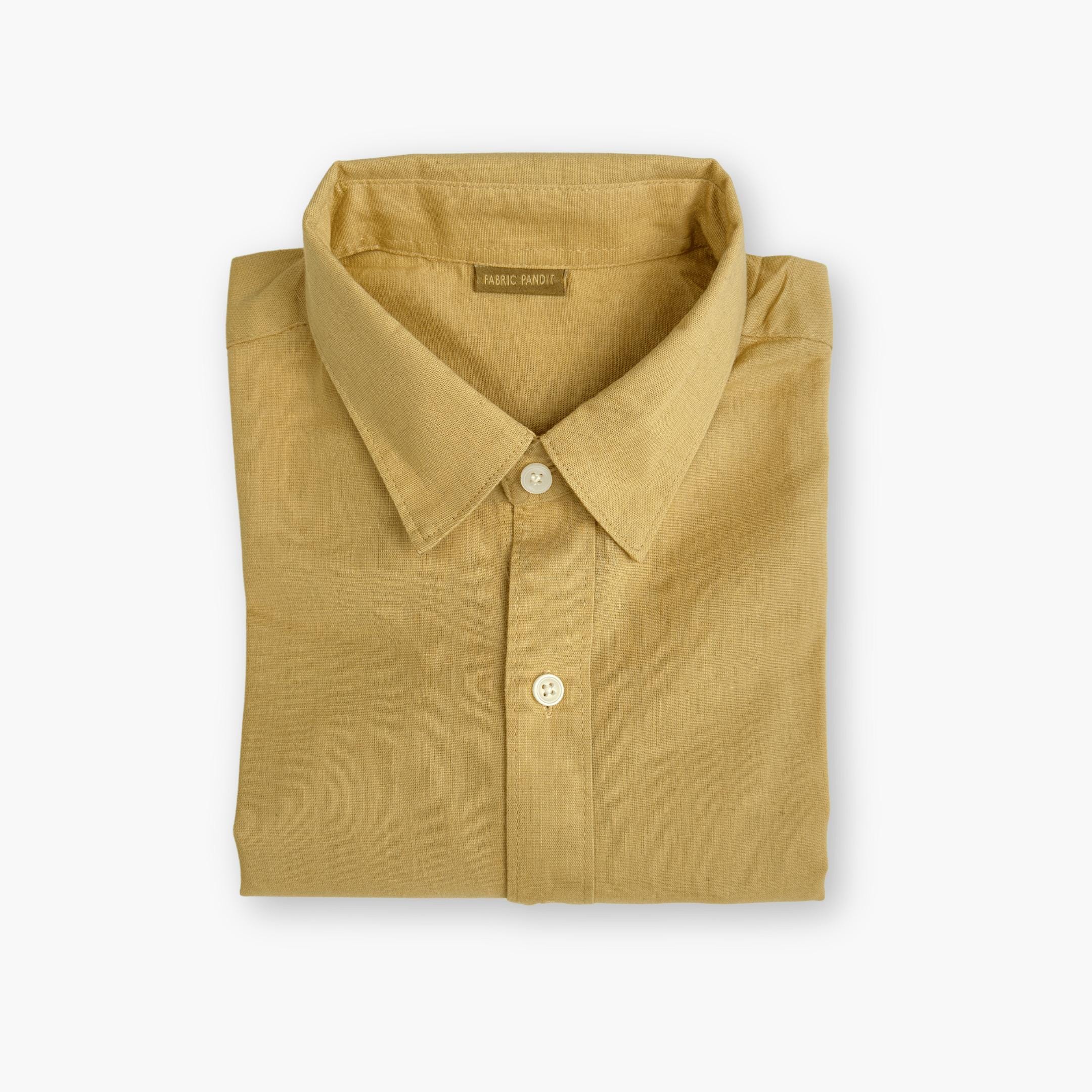 Cotton Linen Shirts Men's Shirt Khaki Pure Cotton Linen Shirt Piece
