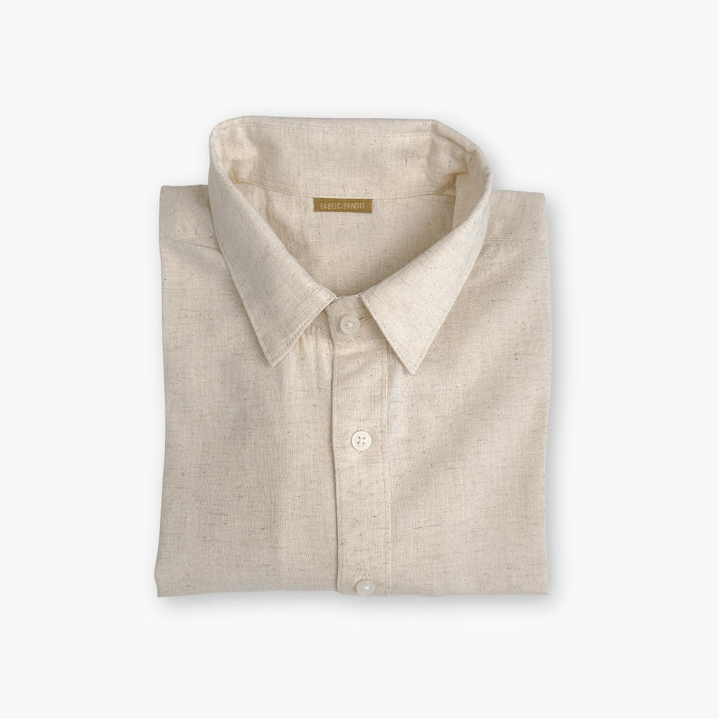 Cotton Linen Shirts Men's Shirt Natural White Cotton Linen Shirt Piece