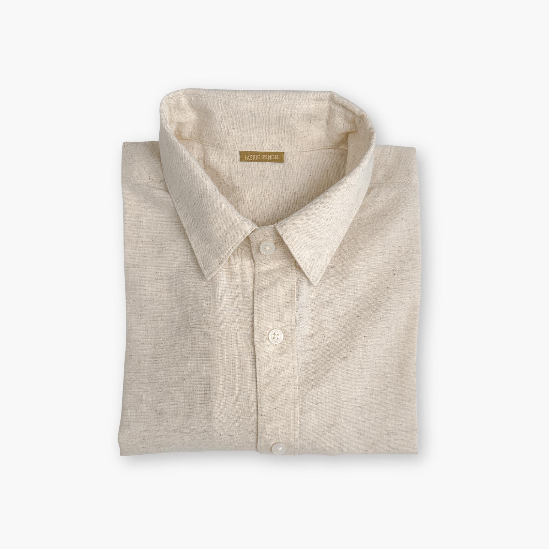 Cotton Linen Shirts Men's Shirt Natural White Cotton Linen Shirt Piece