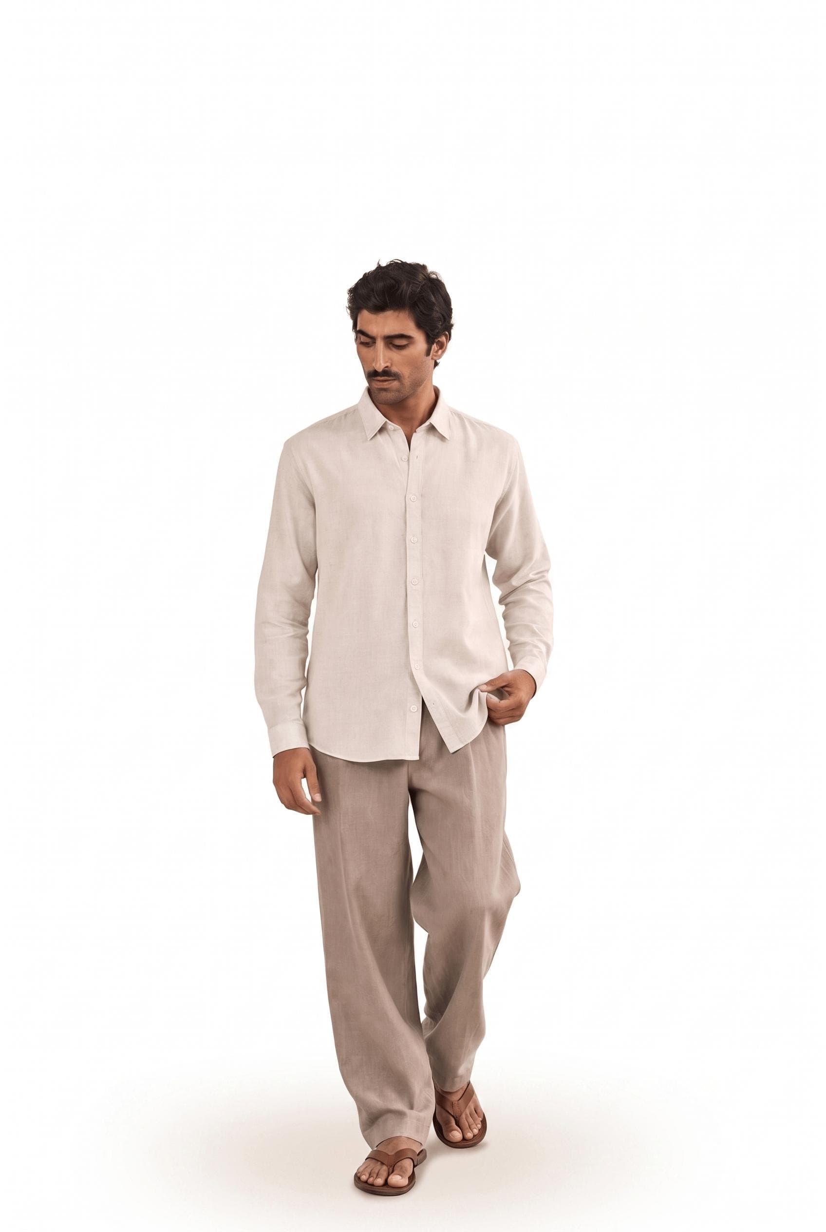 Cotton Linen Shirts Men's Shirt Natural White Cotton Linen Shirt Piece
