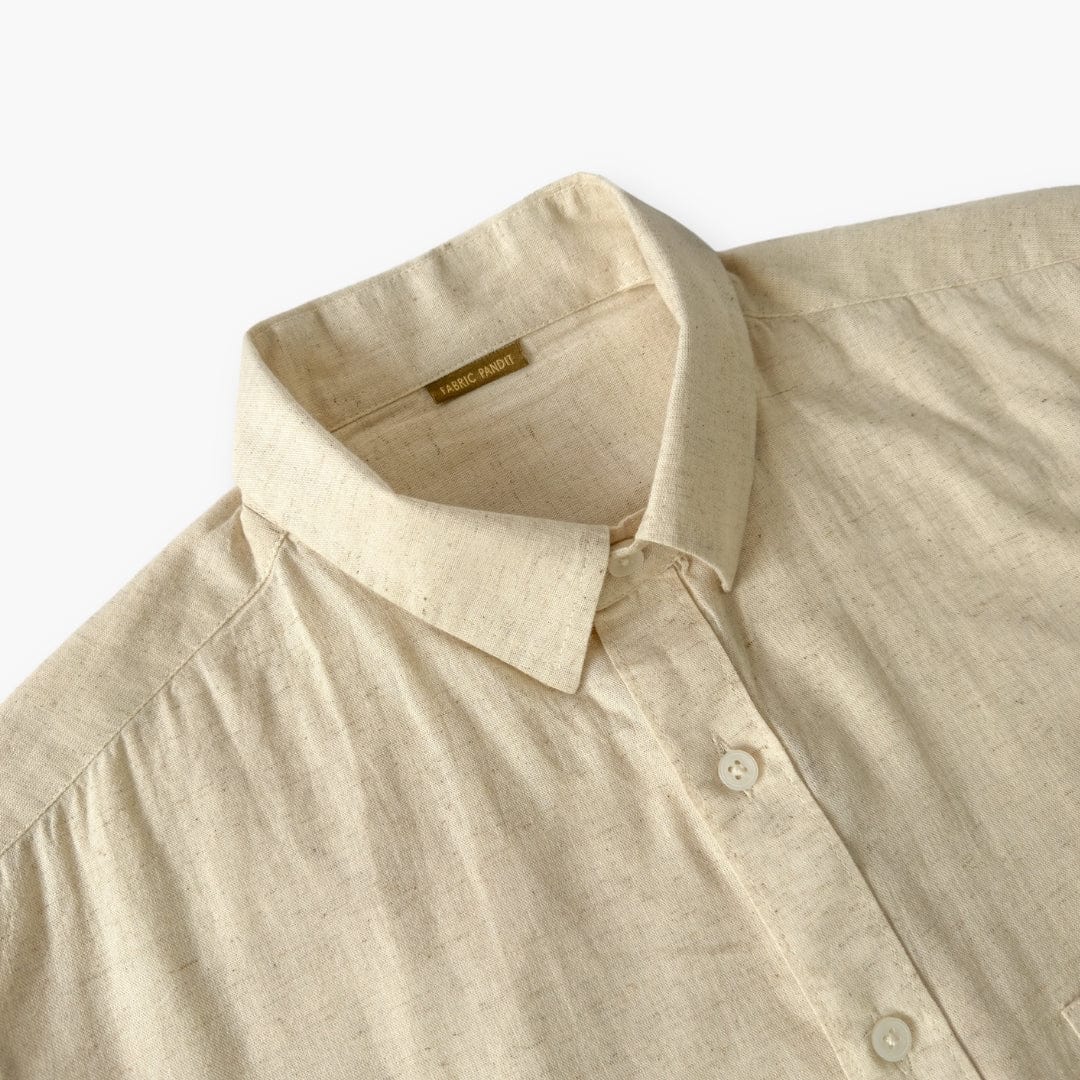 Natural White Pure Cotton Linen Regular Fit Men's Shirt – Fabric Pandit