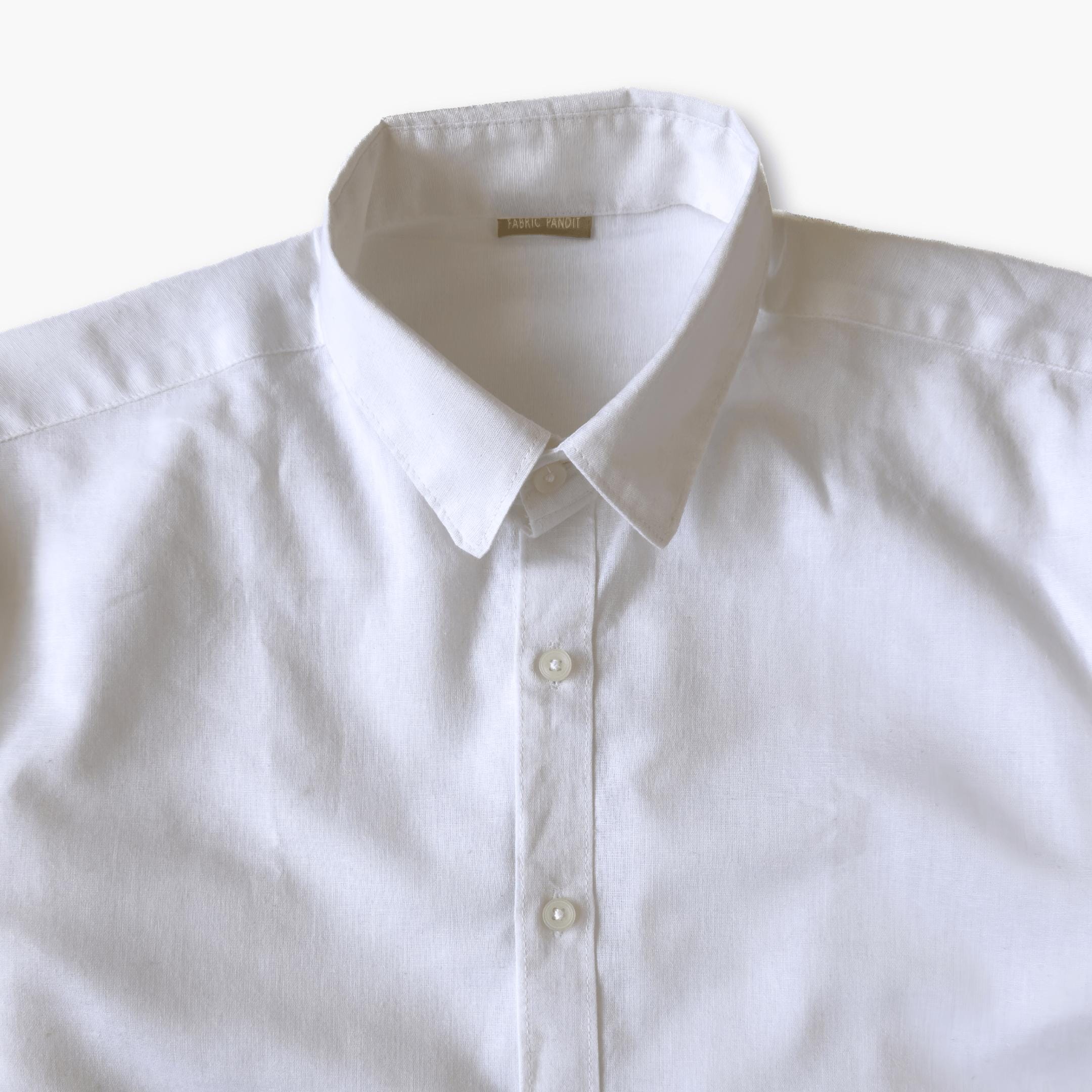 Cotton Linen Shirts Men's Shirt Snow White Cotton Linen Shirt Piece