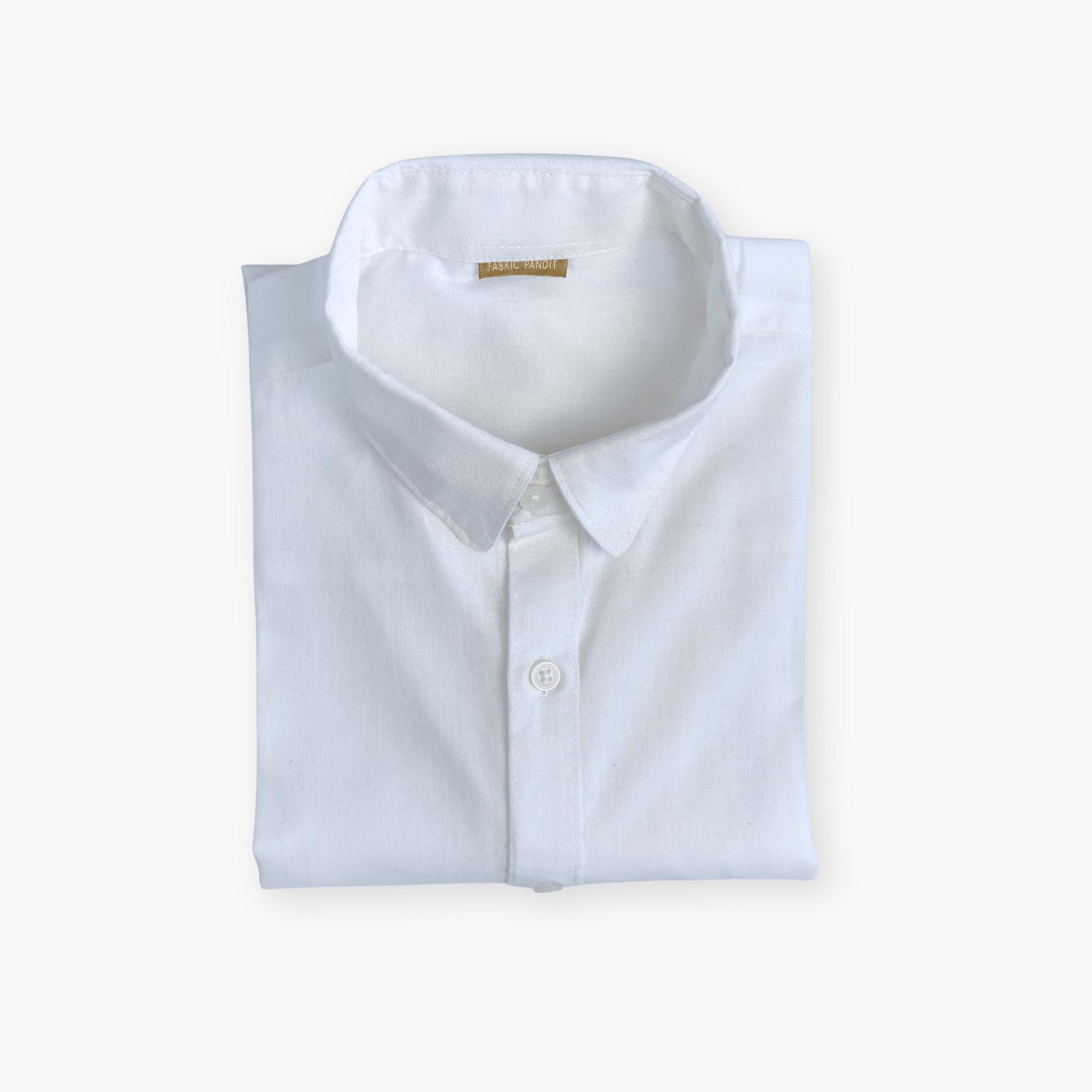 Cotton Linen Shirts Men's Shirt Snow White Cotton Linen Shirt Piece