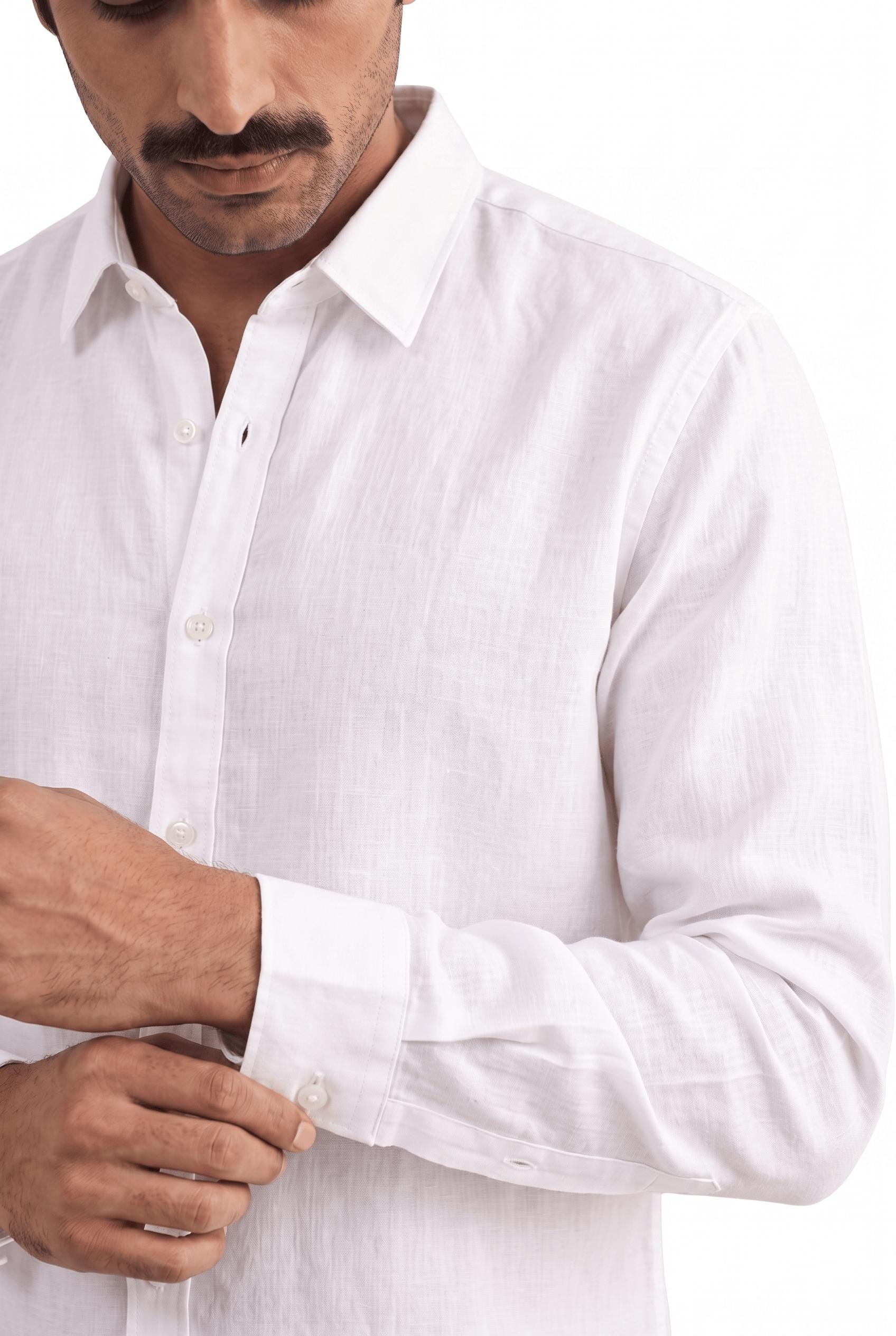 Cotton Linen Shirts Men's Shirt Snow White Cotton Linen Shirt Piece