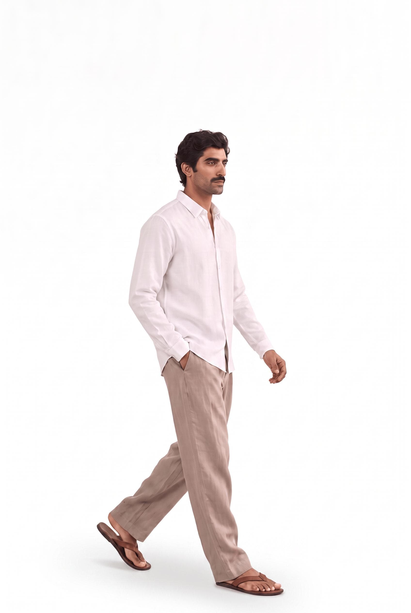 Cotton Linen Shirts Men's Shirt Snow White Cotton Linen Shirt Piece