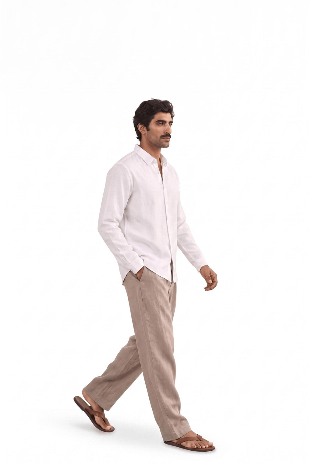 Cotton Linen Shirts Men's Shirt Snow White Cotton Linen Shirt Piece