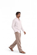 Cotton Linen Shirts Men's Shirt Snow White Cotton Linen Shirt Piece