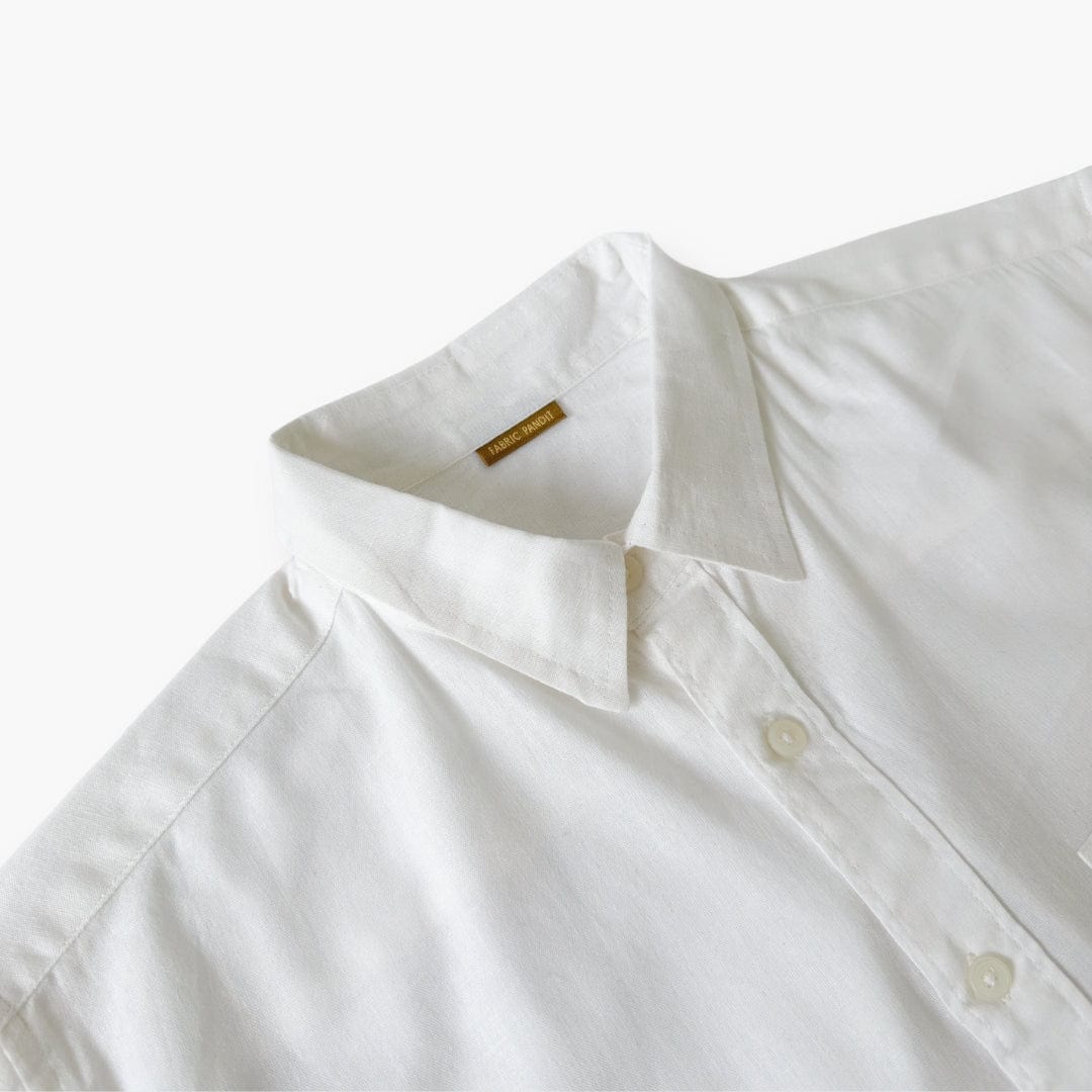 Snow White Pure Cotton Linen Regular Fit Men's Shirt – Fabric Pandit