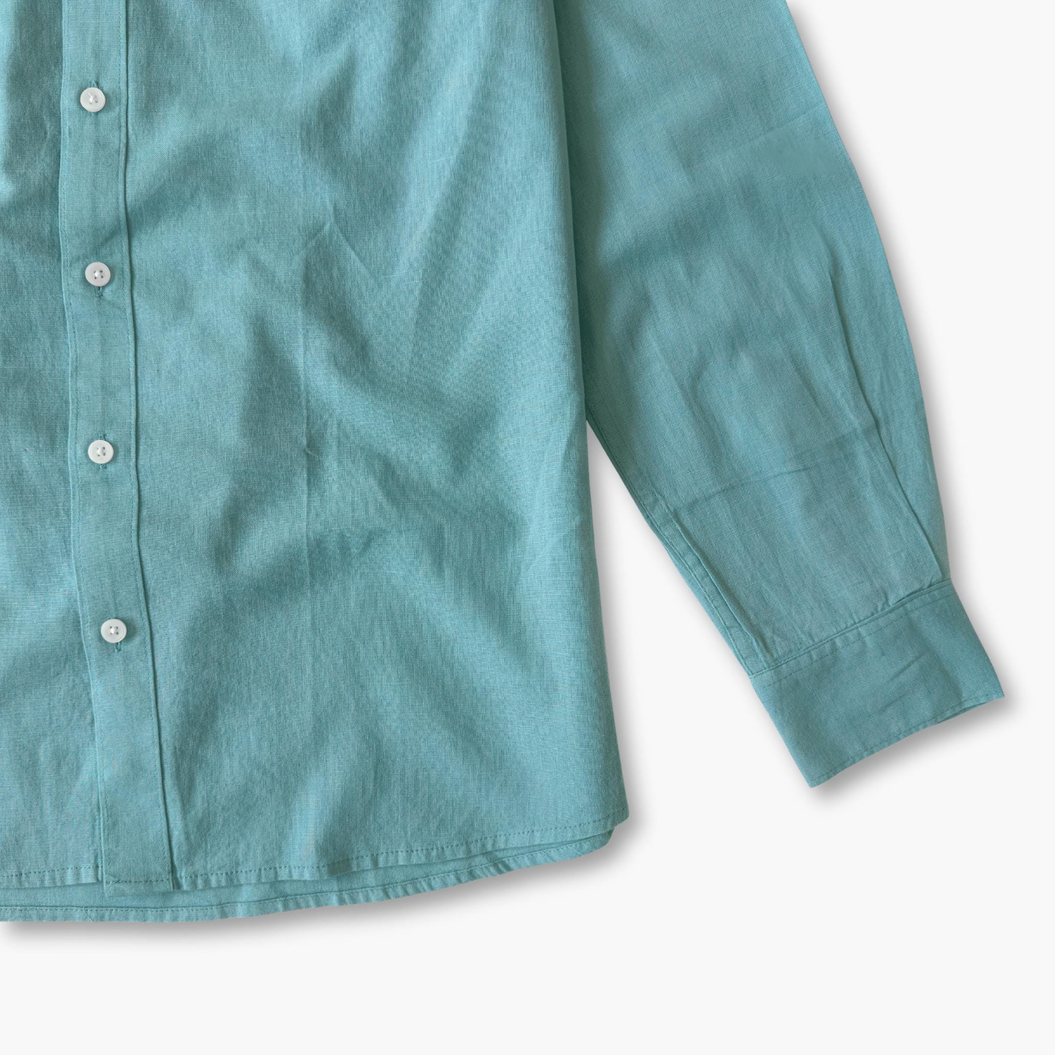 Cotton Linen Shirts Men's Shirt Steel Blue Cotton Linen Shirt Piece