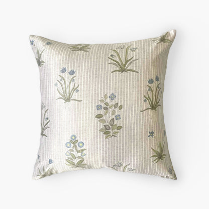 Cushion Covers Home Blue & Grey Egyptian Flora Printed Premium Satin Cushion Covers (16X16)