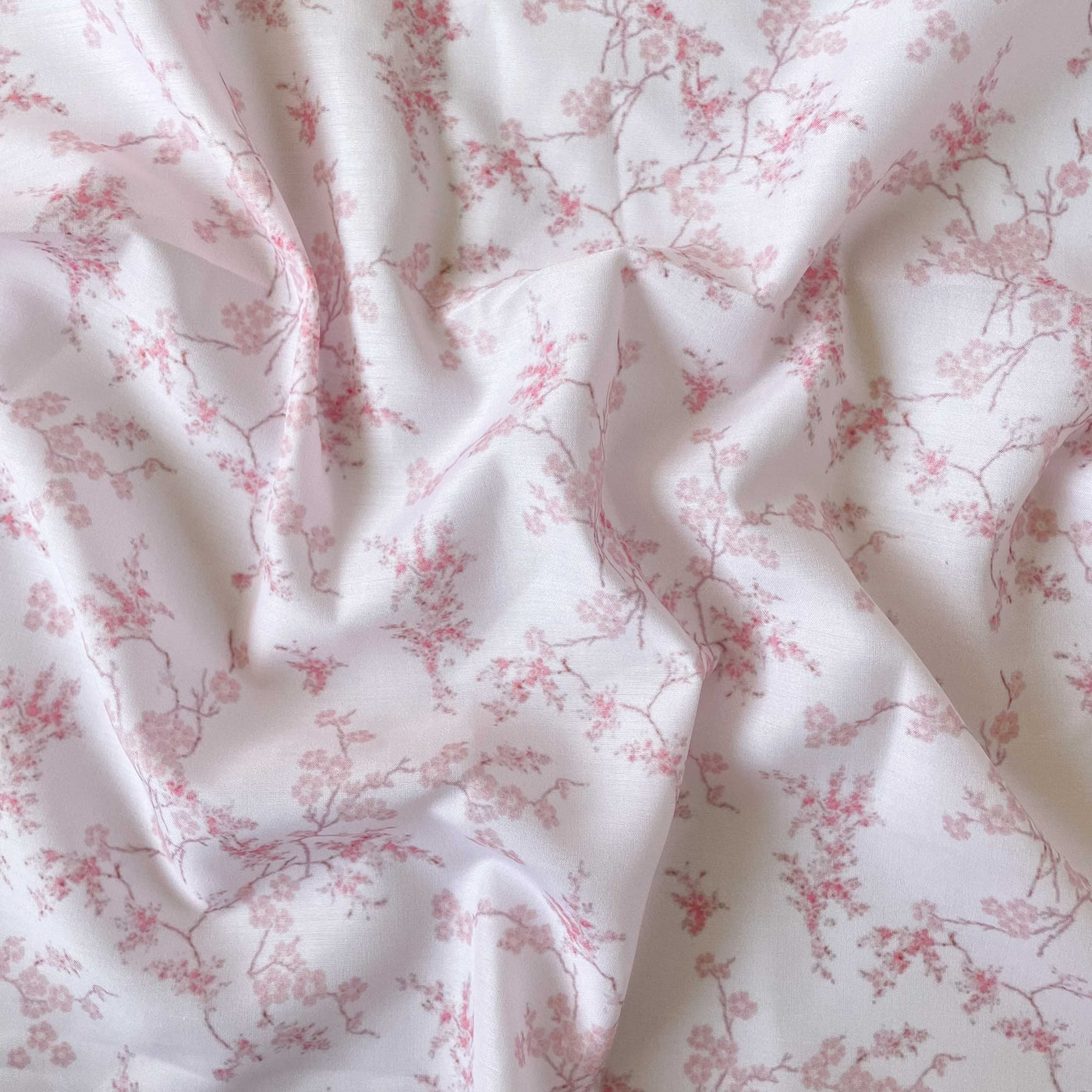 Digital Printed Cambric Fabric Fabric Baby Pink Cherry Blossom Printed Cambric Fabric (Width 43 Inches)