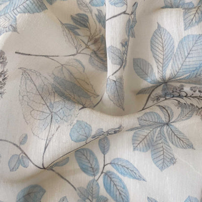 Digital Printed Chanderi Fabric Fabric Dull Blue & Grey Egyptian Garden Printed Chanderi Fabric (Width 43 Inches)